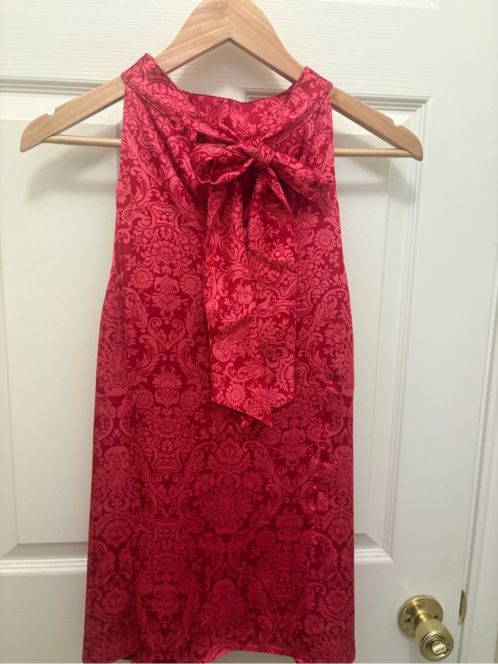 Talbots size 16 Red Damask Bow-Back Sleeveless shirt